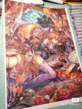 ZiYe's FATE Tamamo no Mae Hot Sexy Hand drawing with marker