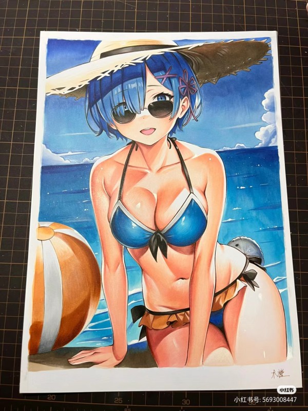 Sumumu's Rem in Bikini Hot Sexy Hand drawing with marker