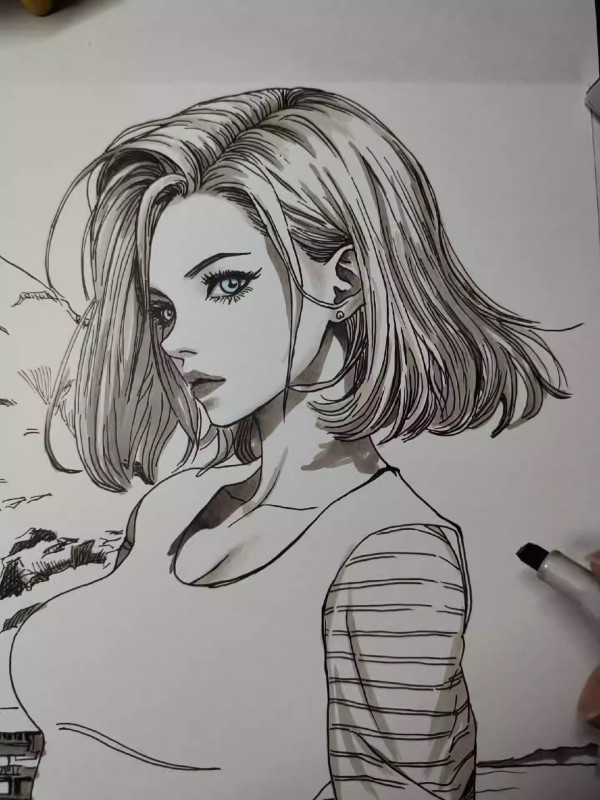 XiaKe's Dragon Ball Android 18 Hot Sexy Hand drawing with Pencil