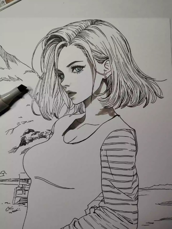 XiaKe's Dragon Ball Android 18 Hot Sexy Hand drawing with Pencil