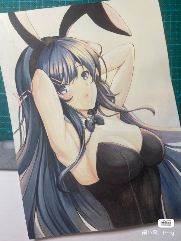 Funky's Bunny Girl Sakurajima Mai Hot Sexy Hand drawing with Colored Pencil