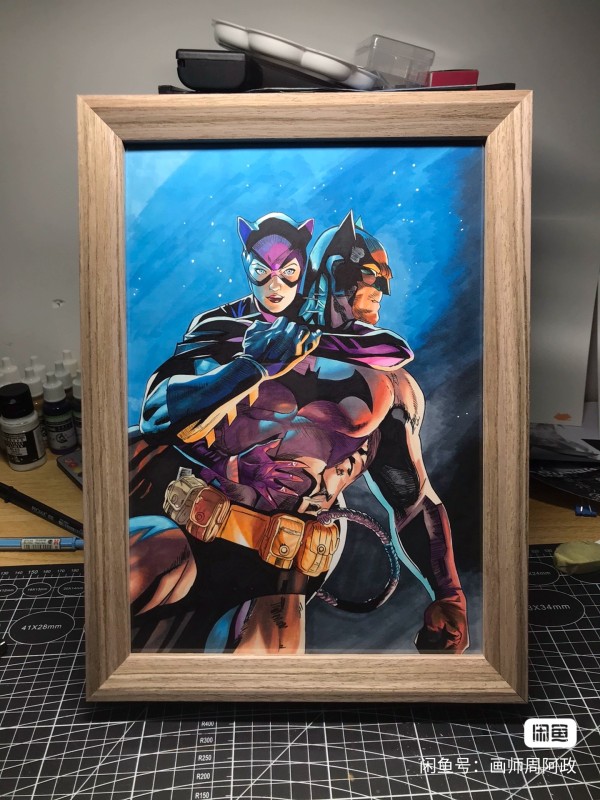 ZhouAzheng's DC Batman with Catwoman Hot Sexy Hand drawing with marker