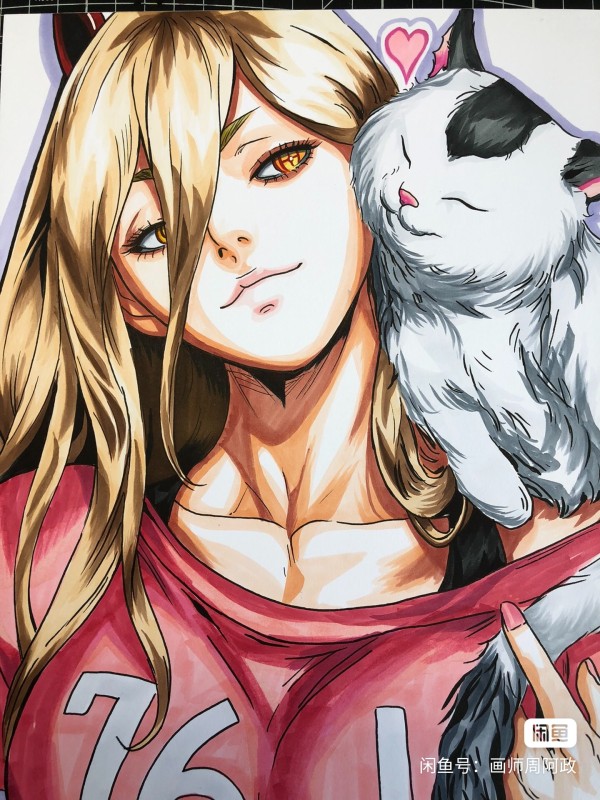 ZhouAzheng's Chainsaw Man Power Hot Sexy Hand drawing with marker