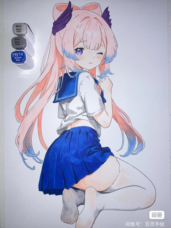 BaiLing's Japanese anime girls Hot Sexy Hand drawing with marker