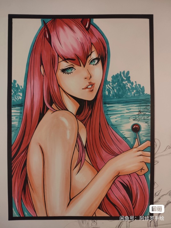 Asura's DARLING in the FRANXX 002 Zero Two Hot Sexy Hand drawing with marker