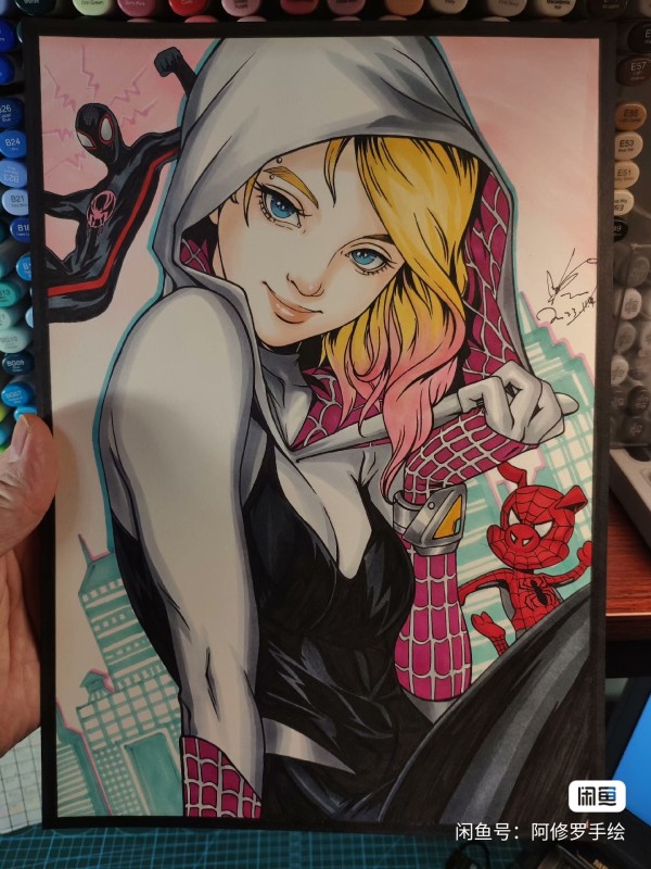 Asura's Marvel Spider-Gwen Gwen Stacy Hot Sexy Hand drawing with marker