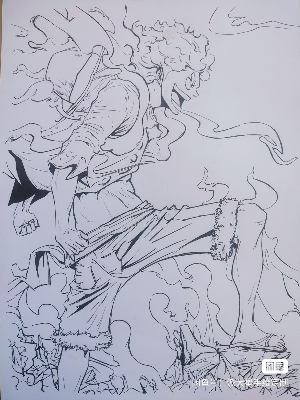 Hunfan's ONE PIECE Monkey D. Luffy Gear Fifth Hand drawing with marker