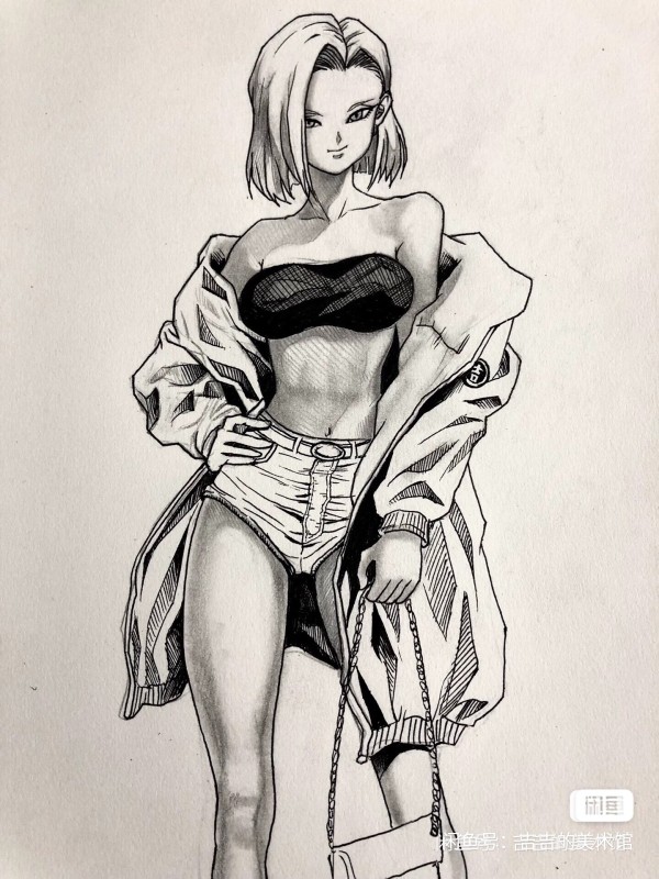 Jiji's Dragon Ball Android 18 Hot Sexy Hand drawing with pencil