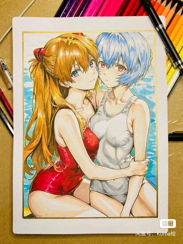 Kuma's EVA Asuka Langley Soryu Hot Sexy Hand drawing with marker