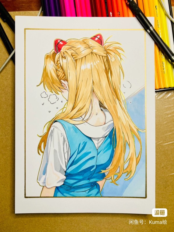 Kuma's EVA Asuka Langley Soryu Hot Sexy Hand drawing with marker
