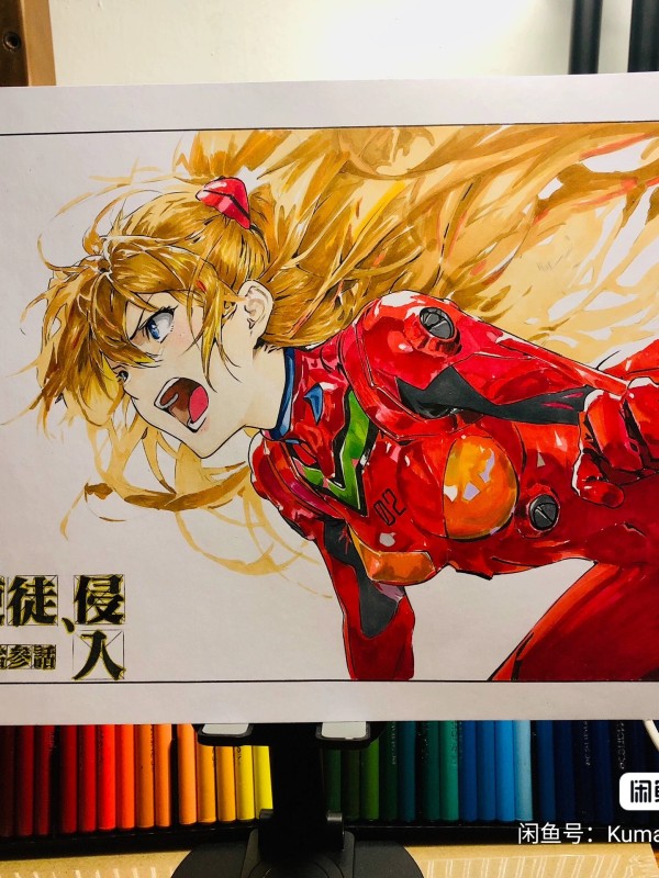 Kuma's EVA Asuka Langley Soryu Hot Sexy Hand drawing with marker