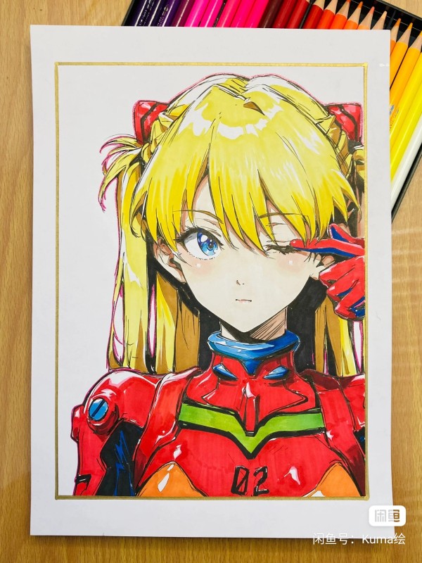 Kuma's EVA Asuka Langley Soryu Hot Sexy Hand drawing with marker