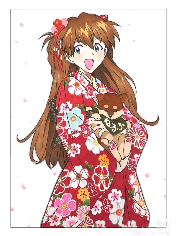 Kuma's EVA Asuka Langley Soryu Hot Sexy Hand drawing with marker
