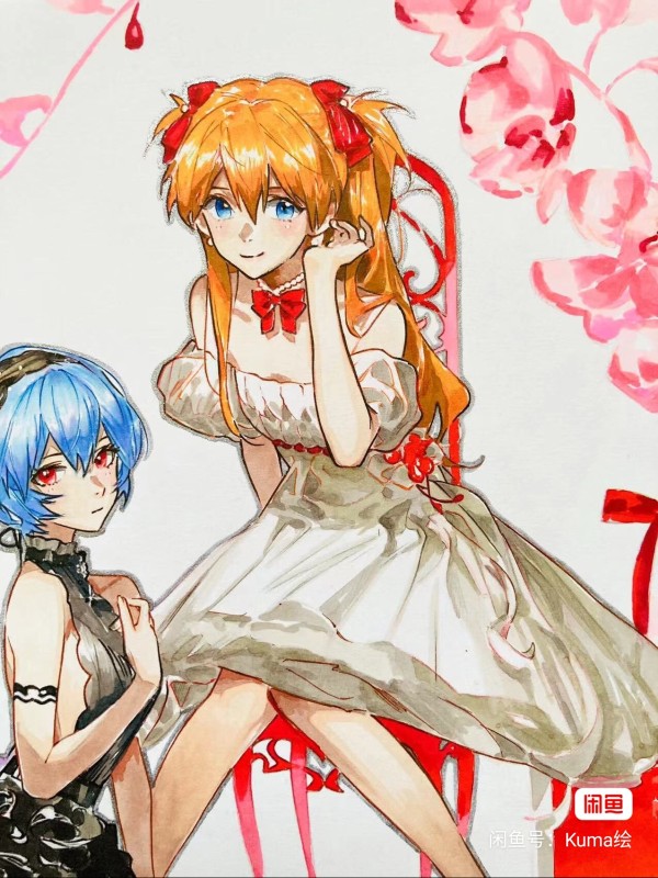 Kuma's EVA Asuka Langley Soryu Hot Sexy Hand drawing with marker
