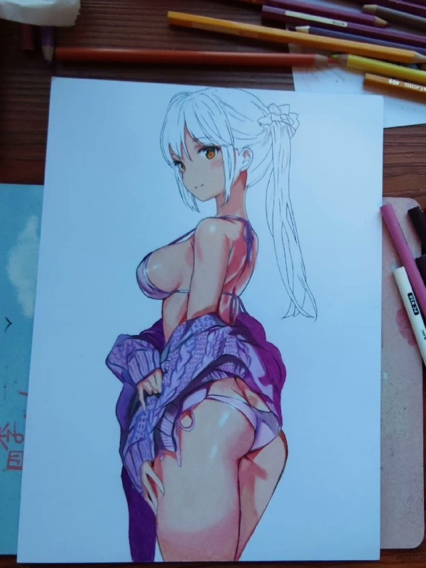 GeGe's Original Design Hot Sexy girl Hand drawing with colored pencil