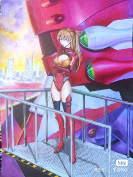 24's EVA Asuka Langley Soryu Hot Sexy Hand drawing with Colored Pencil