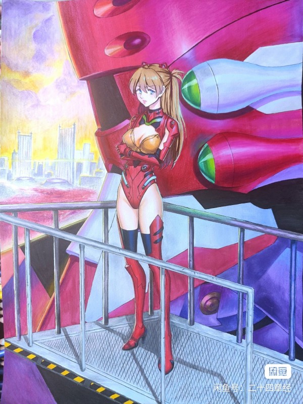 24's EVA Asuka Langley Soryu Hot Sexy Hand drawing with Colored Pencil