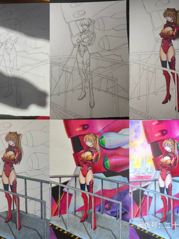 24's EVA Asuka Langley Soryu Hot Sexy Hand drawing with Colored Pencil