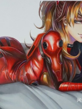 XuSheng's EVA Asuka Langley Soryu Hot Sexy Hand drawing with Colored Pencil