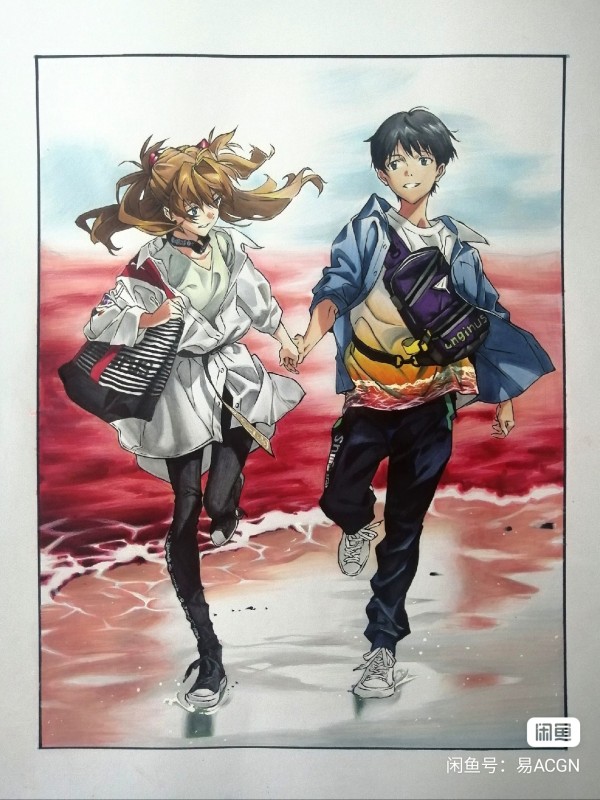 ACGN's EVA Ikari Shinji and Asuka Langley Soryu Hand drawing with marker