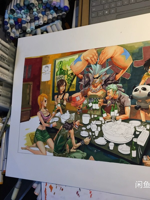 Manbo's ONE PIECE Huge Family Portrait Hand drawing with marker 2