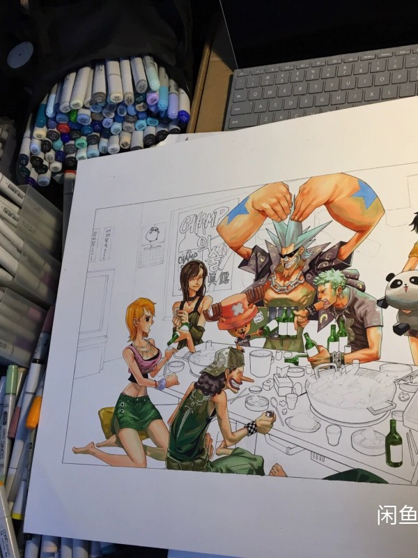 Manbo's ONE PIECE Huge Family Portrait Hand drawing with marker 2