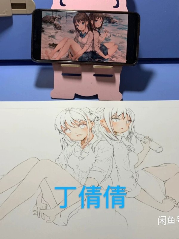QianQian's Twin girls at seaside Hot Sexy Hand drawing with marker