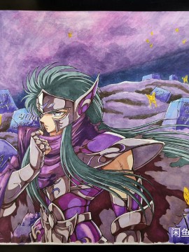 XiaKe's Saint Seiya purple Camus Aquarius Hand drawing with marker