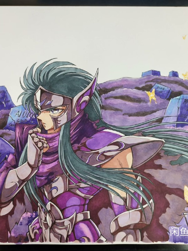 XiaKe's Saint Seiya purple Camus Aquarius Hand drawing with marker