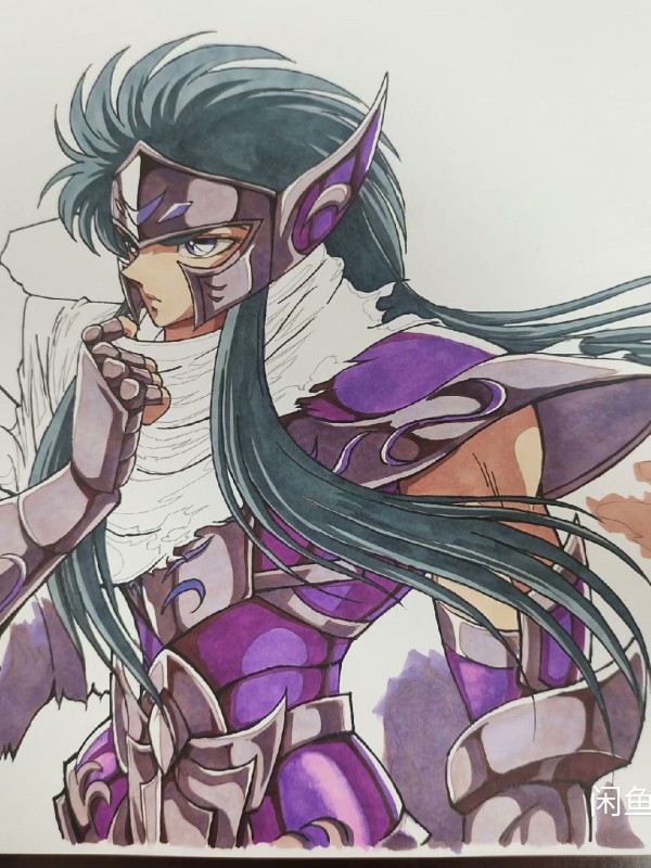 XiaKe's Saint Seiya purple Camus Aquarius Hand drawing with marker
