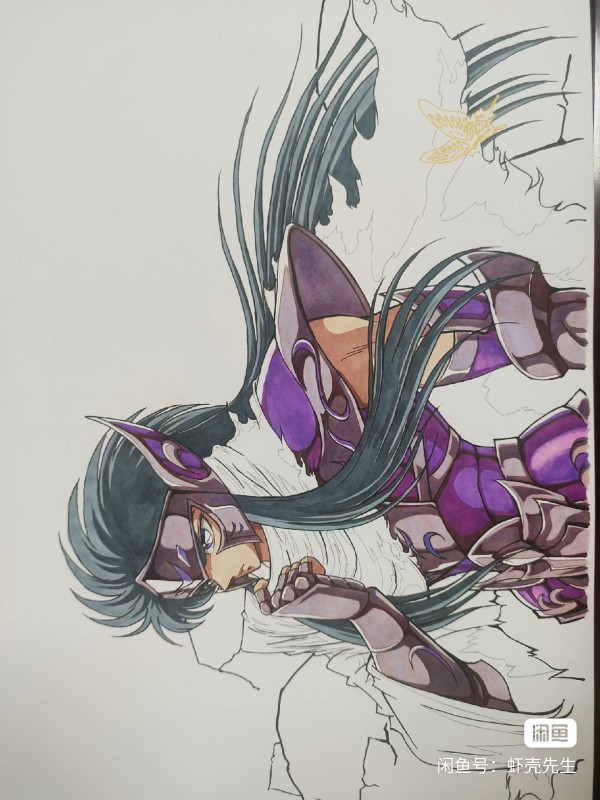 XiaKe's Saint Seiya purple Camus Aquarius Hand drawing with marker