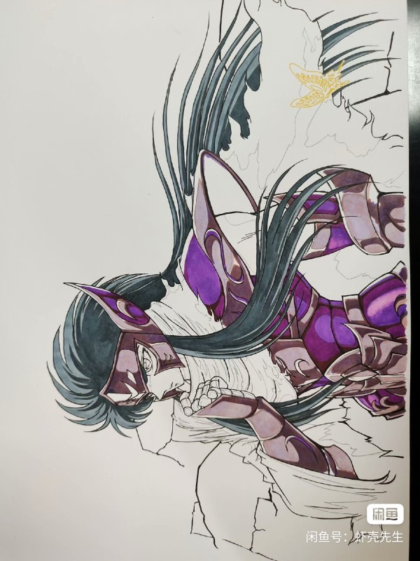 XiaKe's Saint Seiya purple Camus Aquarius Hand drawing with marker