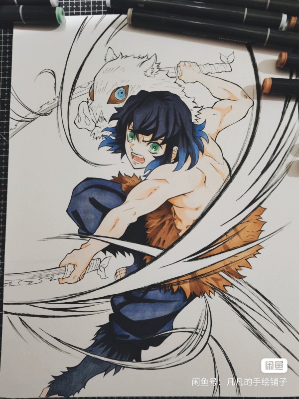 FanFan's Demon Slayer Hashibira Inosuke Hand drawing with marker