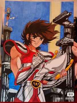 Wind's Saint Seiya Pegasus Seiya Hand drawing with marker