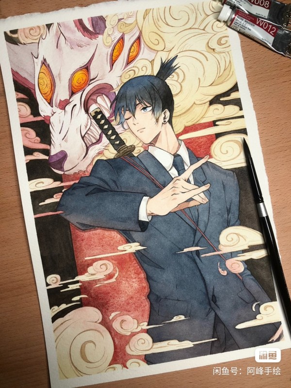 Feng's Chainsaw Man Hayakawa Aki Hand drawing with marker