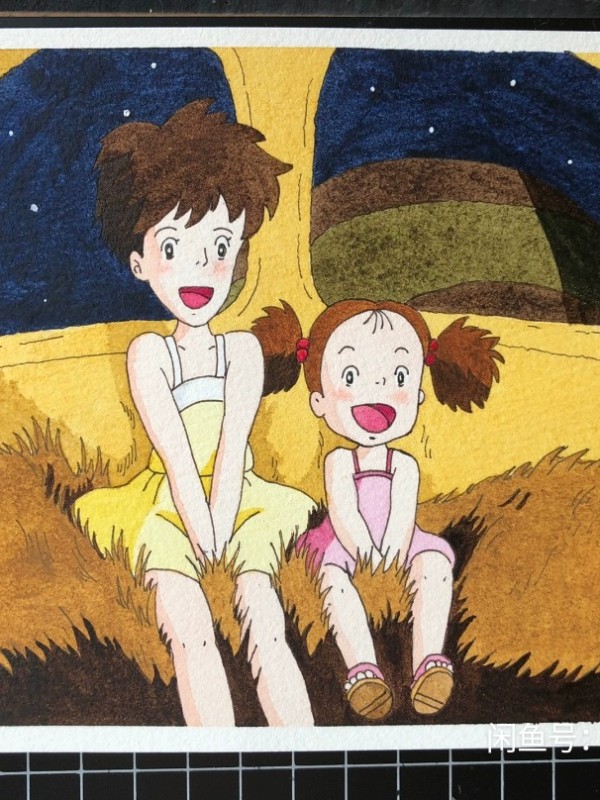 Little's MY NEIGHBOUR TOTORO Kusakabe Satsuki and Kusakabe Mei Watercolor Painting