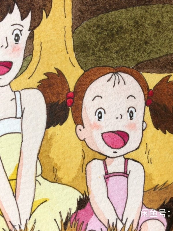 Little's MY NEIGHBOUR TOTORO Kusakabe Satsuki and Kusakabe Mei Watercolor Painting