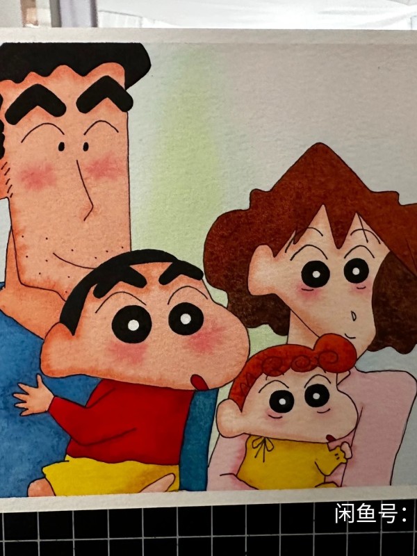 Little's Crayon Shin-chan Family Portrait Watercolor Painting