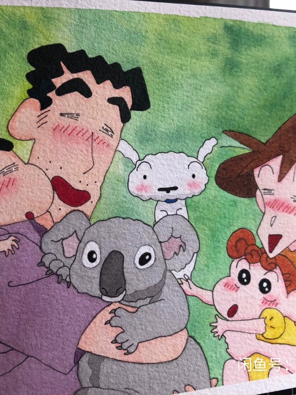 Little's Crayon Shin-chan Family Portrait Watercolor Painting