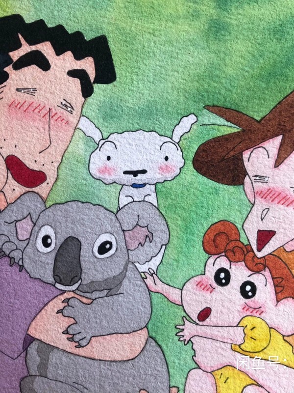 Little's Crayon Shin-chan Family Portrait Watercolor Painting
