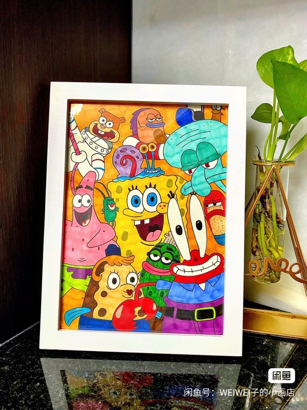 WEIWEI's SpongeBob SquarePants Family Portrait Hand drawing with marker