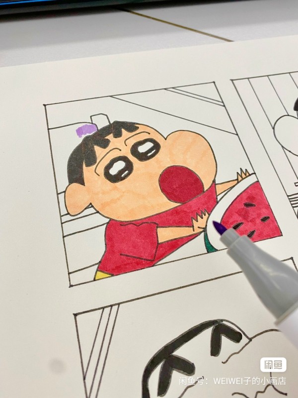 WEIWEI's Crayon Shin-chan GRID Hand drawing with marker