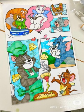 WEIWEI's Tom and Jerry Hand drawing with marker