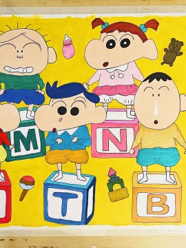 YANGYANG's Crayon Shin-chan and his buddies Hand drawing with marker