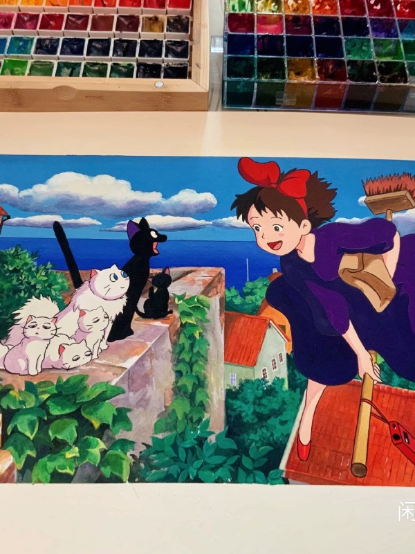 Rourou's Kiki's Delivery Service Watercolor Painting