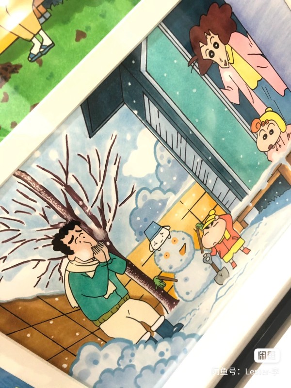 Lester's Crayon Shin-chan four seasons Family Portrait Hand drawing with marker