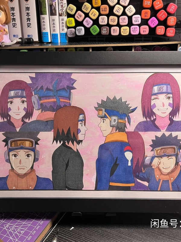 Obt's NARUTO Nohara Rin and Uchiha Obito Hand drawing with marker