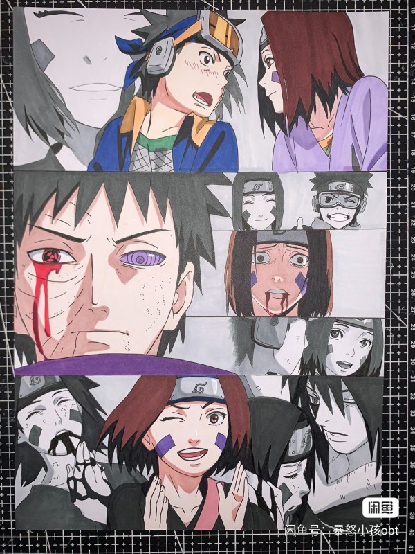 Obt's NARUTO Nohara Rin and Uchiha Obito Hand drawing with marker