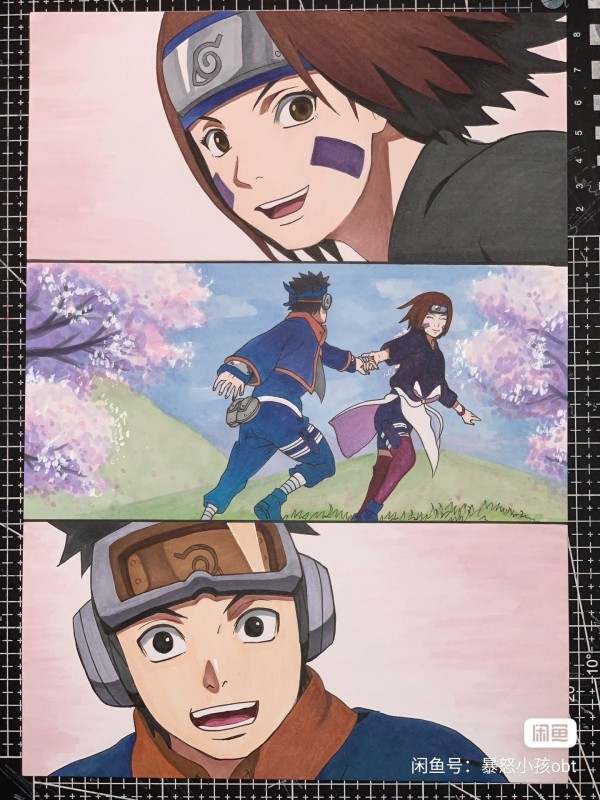 Obt's NARUTO Nohara Rin and Uchiha Obito Hand drawing with marker