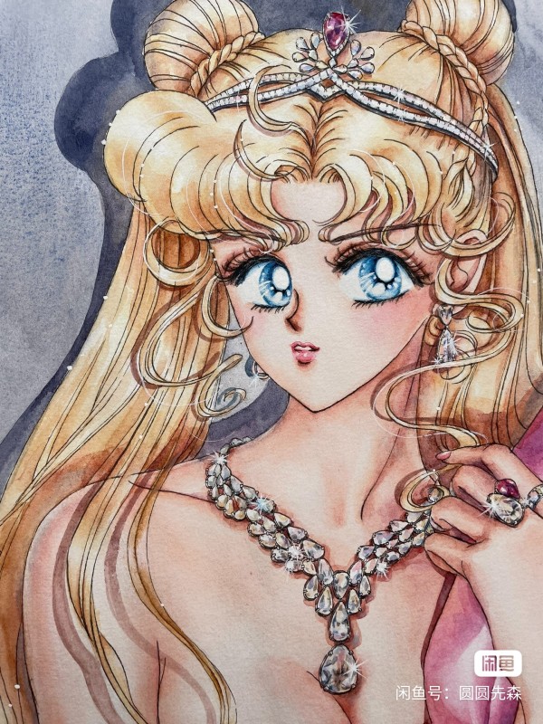 YuanYuan's Sailor Moon Tsukino Usagi Hot Sexy Watercolor Painting